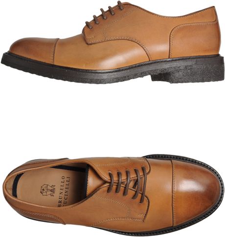 shoes laced camel cucinelli brunello