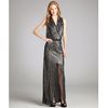 L'agence Silver Stripe Pleated High Slit Sleeveless Maxi Dress in Silver - Lyst