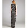L'agence Silver Stripe Pleated High Slit Sleeveless Maxi Dress in Silver - Lyst