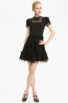 RED Valentino Tiered Hem Jersey Lace Dress - Lyst