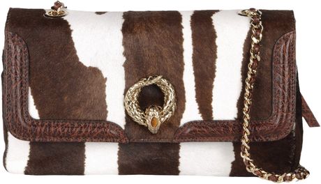 Roberto Cavalli Medium Leather Bag in Brown - Lyst