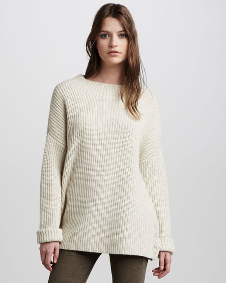 Vince Chunky Knit Sweater in Beige (ivory) - Lyst