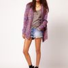 Asos Collection Asos Boyfriend Cardigan in Bright Fleck Yarn in Purple (multi) - Lyst