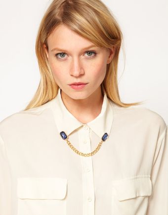 Asos Gem Chain Collar Brooch - Lyst