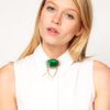 Asos Gem Chain Brooch in Gold (green) - Lyst