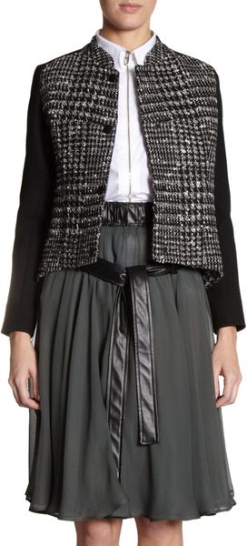 Balenciaga Cropped Tweed Jacket in Black - Lyst