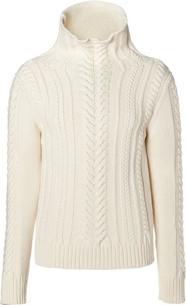 Balmain Ecru Cable Knit Turtleneck Sweater in Beige for Men - Lyst