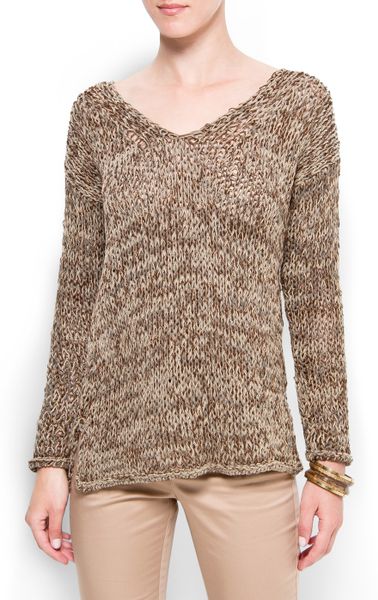 Mango Loose Knit Jumper in Beige (92) - Lyst