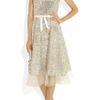 Oscar De La Renta Embellished Tulle Dress in Silver (champagne) - Lyst