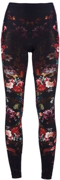 Alexander Mcqueen Floral Print Leggings in Black (floral) - Lyst