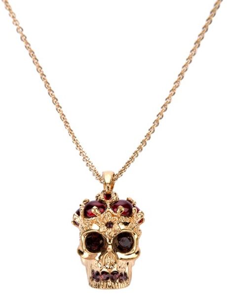 Alexander Mcqueen Skull Necklace in Gold - Lyst