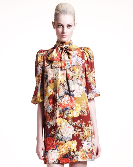 Dolce & Gabbana Floral Print Charmeuse Dress in Floral - Lyst