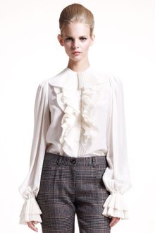 Dolce & Gabbana Ruffled Crepe De Chine Blouse - Lyst