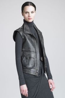 Donna Karan New York Distressed Leather Vest - Lyst