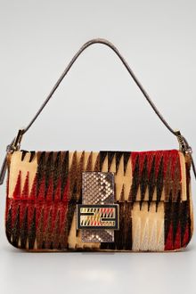Fendi Pythontrim Cut Velvet Baguette - Lyst