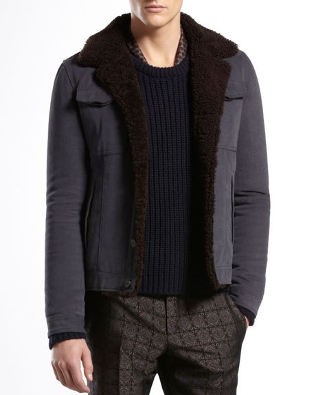 Gucci Shearlingcollar Denim Jacket in Blue for Men (denim) - Lyst