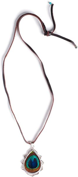 Lucky Brand Peacock Feather Pendant Necklace - Lyst