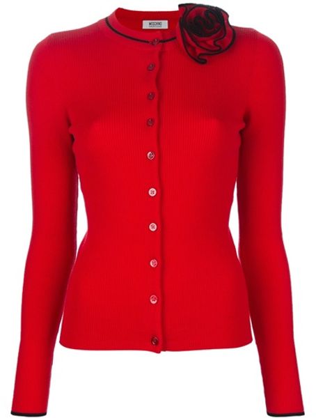 Moschino Cheap & Chic Wool Cardigan in Red - Lyst