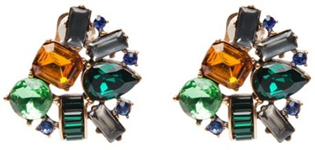 Oscar De La Renta Tiny Gemstone Earring in Green - Lyst