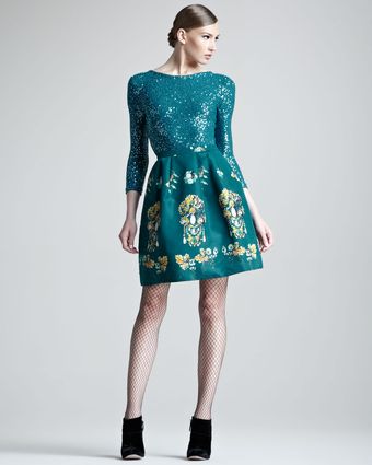 Oscar de la Renta Printed Silk faille Skirt - Lyst