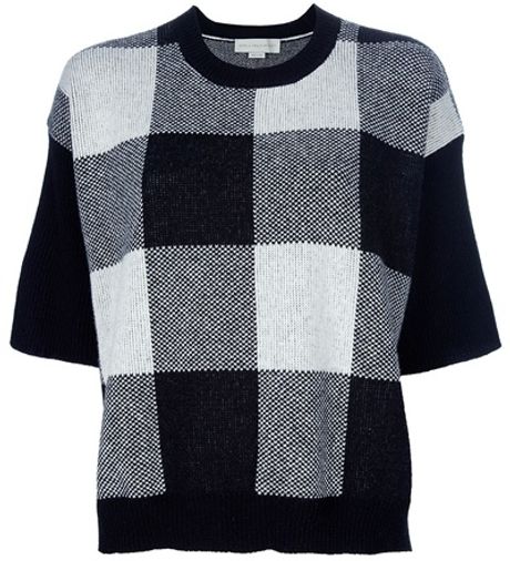 Stella Mccartney Checked Jumper in Black - Lyst
