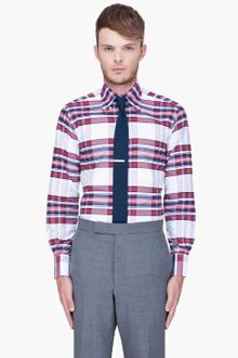 Thom Browne Crimson Plaid Oxford Shirt - Lyst