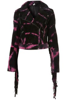 Topshop Tie Dye Suede Biker Jacket - Lyst