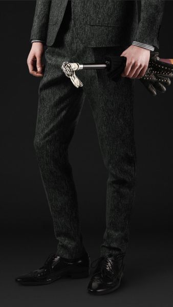 Burberry Prorsum Skinny Fit Wool Tweed Trousers in Black for Men (black / white) - Lyst