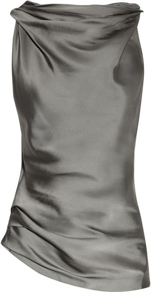 Donna Karan New York Cowlneck Mattesatin and Jersey Top in Silver - Lyst