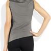Donna Karan New York Cowlneck Mattesatin and Jersey Top in Silver - Lyst