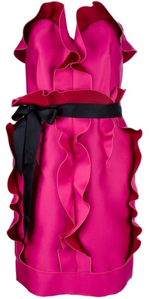 Lanvin Ruffle Dress in Purple (fuchsia) - Lyst