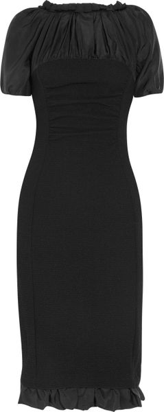 Nina Ricci Textured Stretchcotton and Silk Dress in Black - Lyst