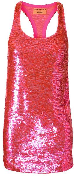 Ashish Sequined Tank Dress in Pink - Lyst