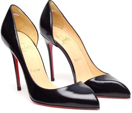 Christian Louboutin Chiarana Cutout Glossed Leather Pumps in Black - Lyst