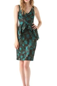 Lela Rose Printed Peplum Dress - Lyst