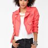 Nasty Gal Cropped Moto Jacket in Pink (coral) - Lyst