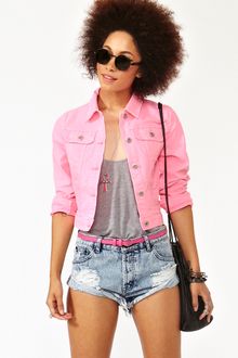 Nasty Gal Neon Denim Jacket Pink - Lyst