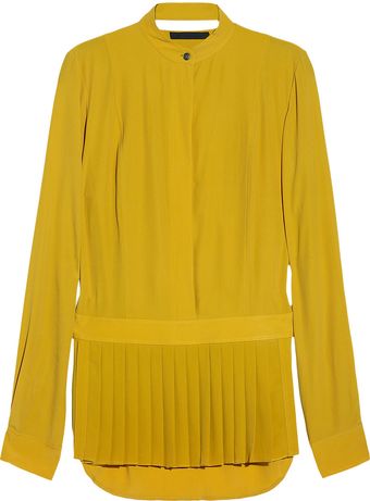 Alexander Wang Pleated Crepe Shirt - Lyst