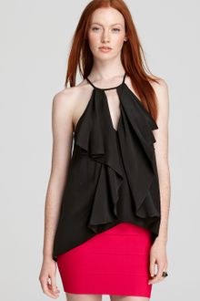 BCBGMAXAZRIA Top Claudia Cascade Ruffle Halter - Lyst