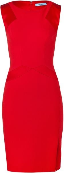 Blumarine Scarlet Red Fabric Pencil Dress in Red (scarlet) - Lyst