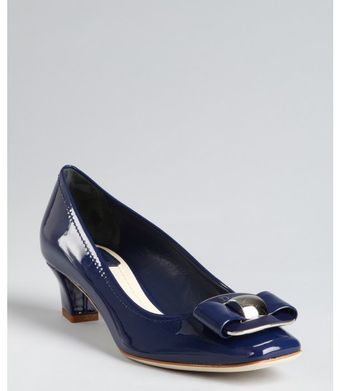 Dior Sapphire Patent Leather Bow Buckle Pumps - Lyst