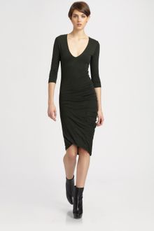 McQ by Alexander McQueen Three Quarter Sleeve Fitted V-Neck Dress - Lyst