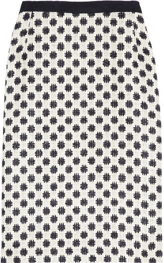 Oscar de la Renta Polka Dot Woven Silk Skirt - Lyst