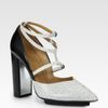 3.1 Phillip Lim Carmen Pebbled Leather Platform Pumps in Silver (white) - Lyst