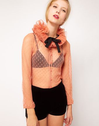 ASOS Collection Asos Premium Top with Exaggerated Ruffle Collar - Lyst