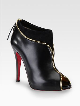 Christian Louboutin Leather and Suede Zipper Ankle Boots - Lyst