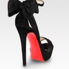 Christian Louboutin Satin and Suede Bow Platform Sandals in Black - Lyst