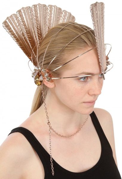 Halaby Feather Helmet Hat in Pink (rose) - Lyst