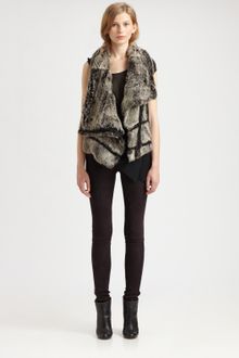 Helmut Lang Flux Rabbit Fur and Leather Vest - Lyst