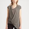Helmut Lang Semisheer Draped Top in Brown (rosewood) - Lyst